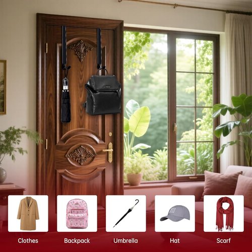 DZZ Adjustable Black Wreath Hanger - 15 to 25 Inch Door Hook for Christmas Decor | 20 lb Capacity