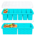 2-Pack Silicone Freezer Trays with Lid, 2 Large 2-Cup(500ml) & 6 Small 1/2-Cup(125ml) Soup Freezer Container Molds, Ice Cube Tray For Meal Prep & Freezing Soup, Stews, Sauces, Oven & Dishwasher-Safe