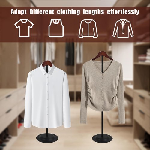 Eunika 2 Pack Adjustable T Shirt Display Flexible Shoulder Stand, 16-31 Inch Portable Metal Shirt Rack Display Stand Garment Coat Holder for Clothing Garment Coat Retail Vendor, Cloakroom