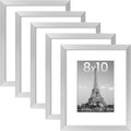 Upsimples 8x10 Picture Frame Set of 5 - Stylish Silver Frames for 5x7 or 8x10 Photos | Wall Gallery Display