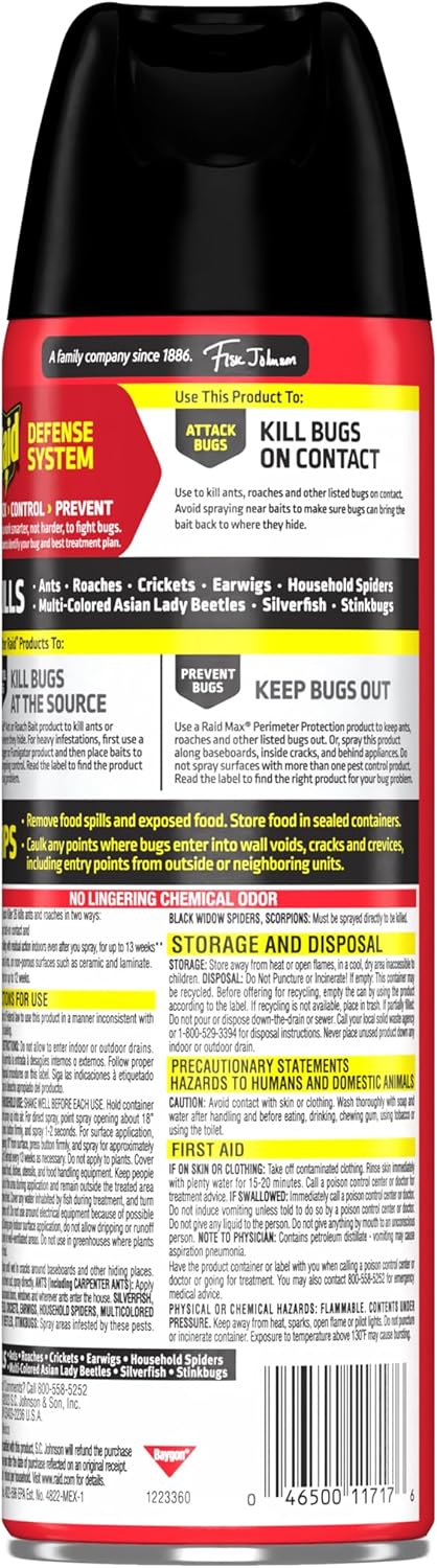 Raid Ant and Roach Killer, Fragrance Free, 17.5 OZ
