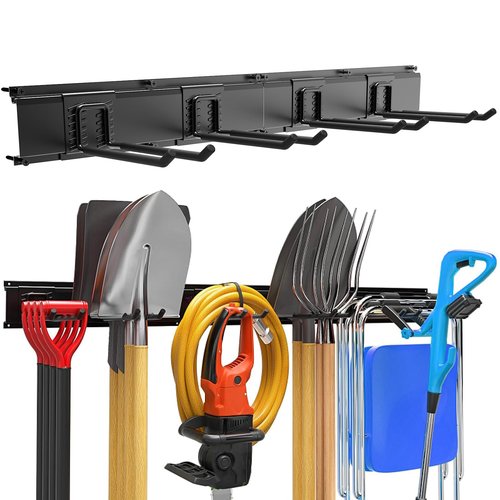 Garage Garden Tool Organizer Wall Mount, Heavy Duty Garage Tool Storage Rack 32 Inches, Max Load 220lb - Shovel, Rake, Folding Chair, Weed Eater Storage