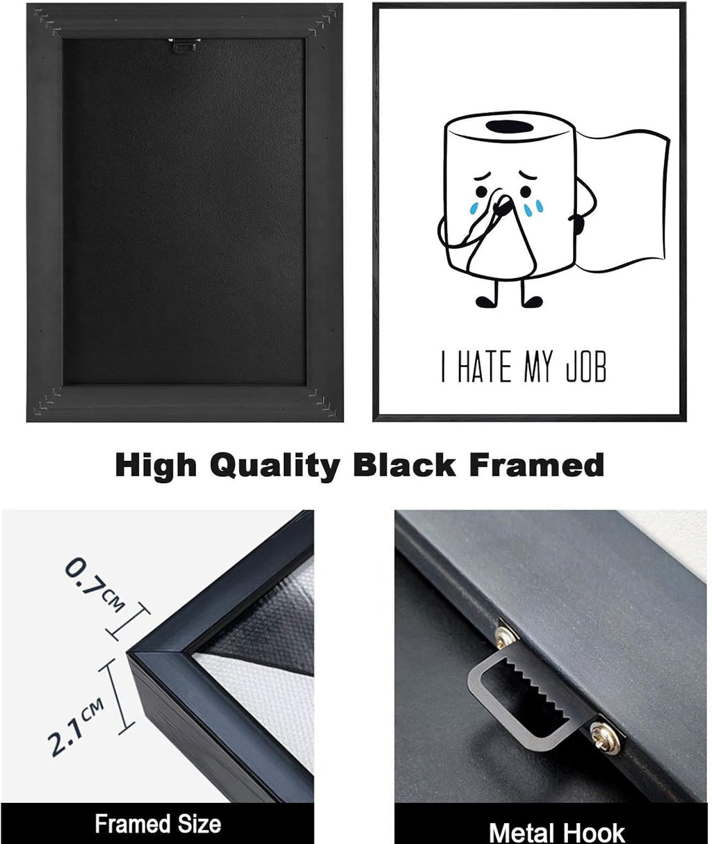 Ovdang Black & White Bathroom Wall Art - Funny Toilet Paper Canvas Print | Modern Minimalist Design