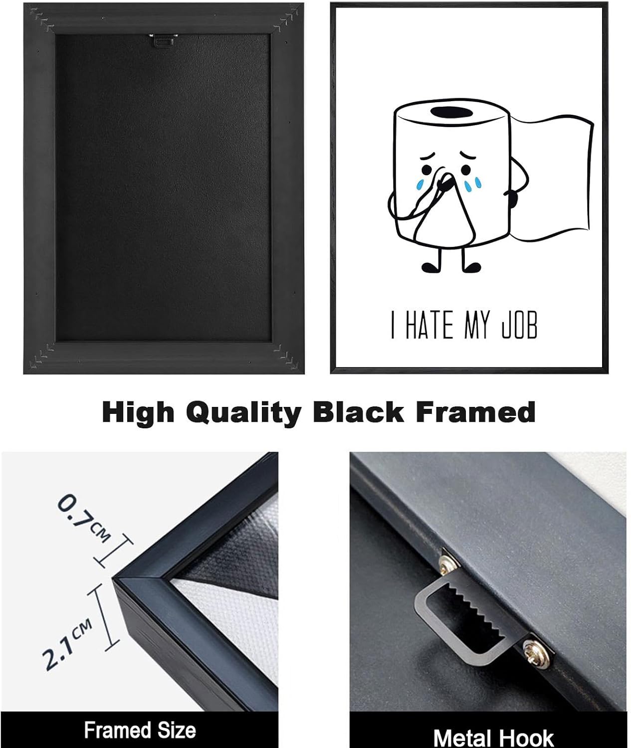 Ovdang Black & White Bathroom Wall Art - Funny Toilet Paper Canvas Print | Modern Minimalist Design
