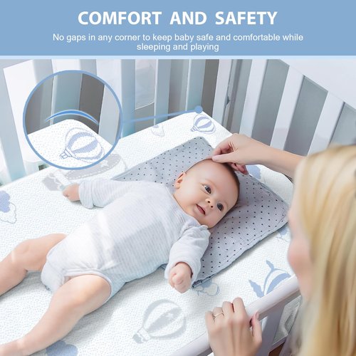 voomf Pack and Play Mattress - 38"x26" Pack N Play Mattresses Pad with Breathable Removable Cover - Dual-Sided Memory Foam Foldable Portable Baby Crib Mattress, Balloon