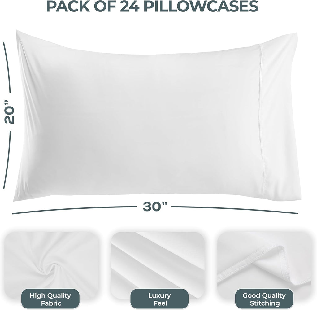 Utopia Bedding Queen Pillow Cases - Soft Brushed Microfiber - 24 Pack, Fade Resistant | 20 x 30 Inches, White