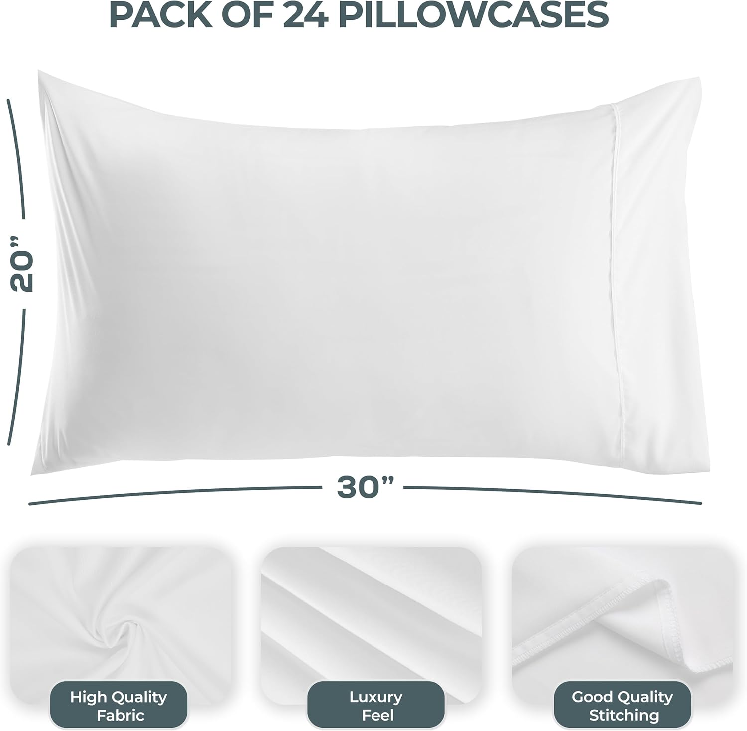 Utopia Bedding Queen Pillow Cases - Soft Brushed Microfiber - 24 Pack, Fade Resistant | 20 x 30 Inches, White