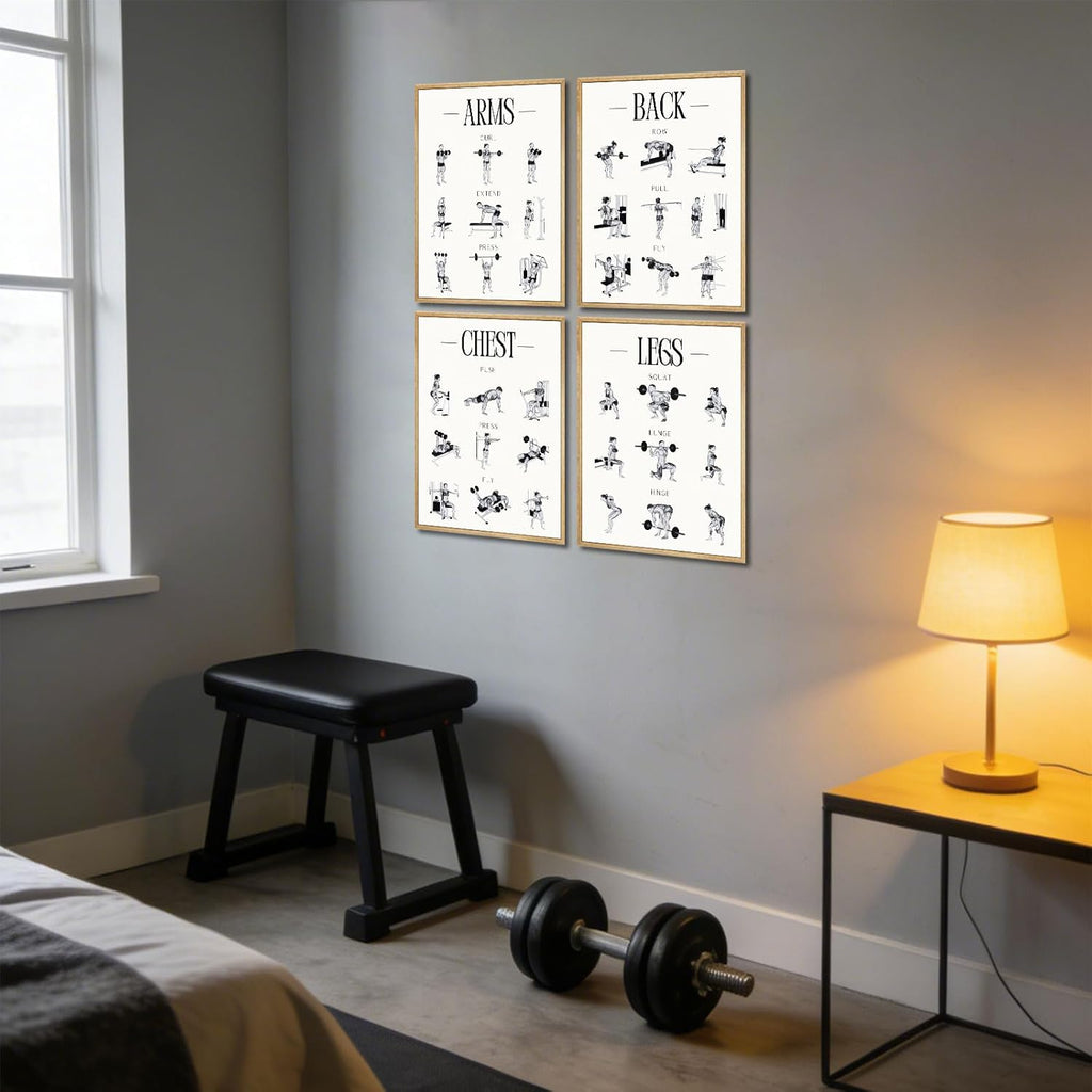 Skiennix Fitness Exercises Wall Art - Dumbbell Workout Poster for Gym & Home Decor | Strength Training
