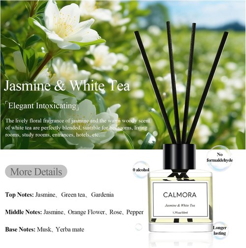 CALMORA Essential Oil Reed Diffuser Set - 3-Pack 50ml Flameless Room Air Freshener | Perfect for Bedroom & Bathroom