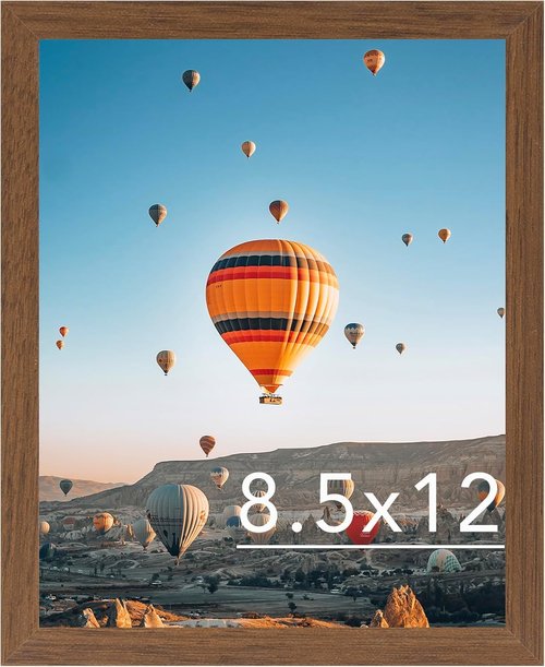 JCJMY 8.5x12 Picture Frame - Brown Wall Hanging & Tabletop Display | Shatter-Resistant Plexiglass
