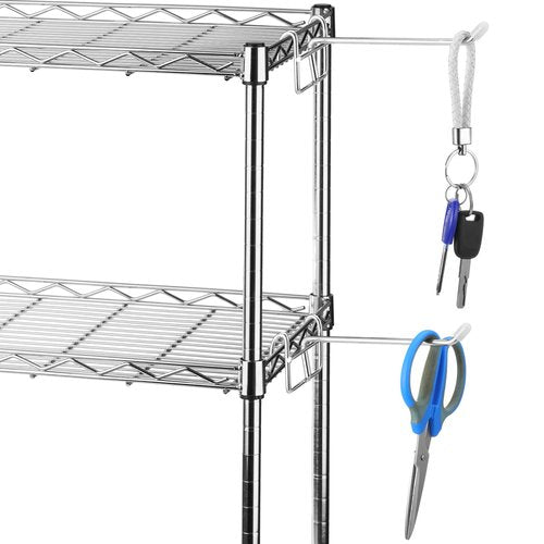 MorningRo 4 Pcs Accessory Hooks for Wire Shelving with Rubber Cover Heavy Duty Metal Hooks for Hanging Kitchen Utensils Wire Shelf Accessories Room Organization (Silver)