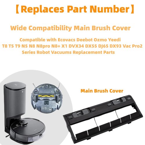 Mytkoj Main Roller Brush Cover/Brush Back Cover for Ecovacs Deebot Ozmo Yeedi Vac Pro 2 T8 T5 T9 N5 N8 N8pro X1 N8+ DVX34 Series Robot Vacuums Replacement Parts