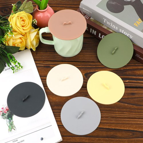6pcs Silicone Cup Lids, 3.93 Inch Diameter Colorful Mug Cover Anti-dust Airtight Hot Cup Lids Universal Reusable Drink Covers for Tea Cups Mugs and Coffee Cup