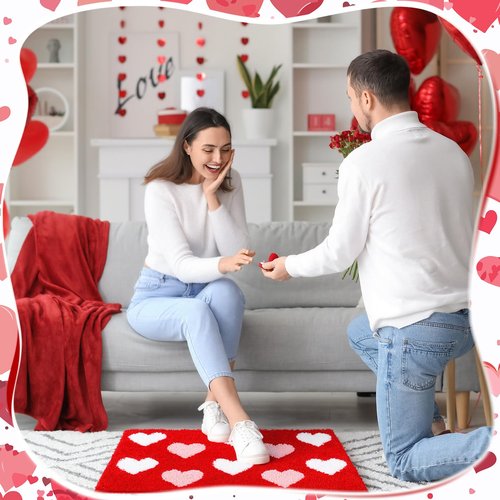 Drydiet Valentines Day Bathroom Rugs Heart Tufted Galentine Day Bathroom Mats Non Slip Absorbent Shower Rug Soft Front Door Mat Washable Bath Decor for Anniversary Home Bedroom, 29.5 x 19.7 Inch