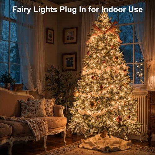 33 FT 100LEDs Christmas Lights Plug in,Outdoor Indoor Connectable Fairy Lights with Timer and 8 Modes,Christmas Tree Lights for Garden Party Wedding Christmas Decoration(Warm White)