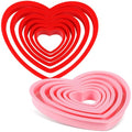 Jingmore 2 Sets Plastic Heart Cookie Cutters Valentine Heart Pancake Mold for Baking Cakes, Biscuits, and Sandwiches(Red and Pink)