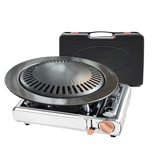 YINMANQ Detachable Grill Pan & Gas Stove Combo with Safety Auto-Eject | Portable Suitcase Design for Camping, Tailgating, Picnics, Indoor/Outdoor Cooking & Hot Pot