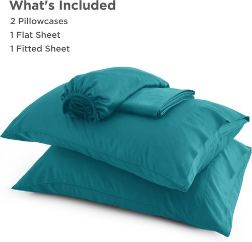 Bedsure Cooling Bed Sheets - Rayon from Bamboo, Breathable & Soft | Full Size, Deep Pocket Up to 16 Inches, Turquoise