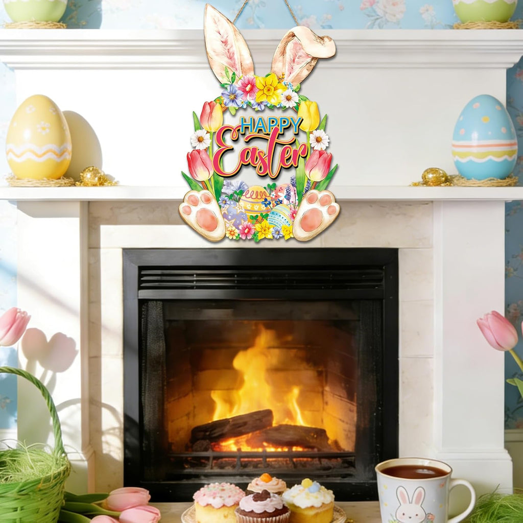 Regine Switzerland Easter Wreath - Charming Rabbit & Flower Design for Front Door Decor | Spring Welcome Sign