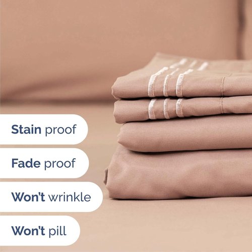 Cal King Size 4-Piece Sheet Set - Ultra-Soft Cooling Bedding for All Ages - Deep Pockets, Wrinkle-Free - Oeko-Tex Certified - Mauve
