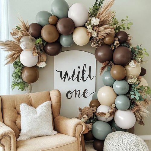 Dusty Green Nude Balloon Arch Double Stuffed Sage Green Brown Beige White Sand Cream Balloon Garland Kit for Neutral Baby Shower Birthday Wedding Woodland Wild One Fall Dinosaur Party Decor