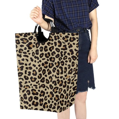 Cheetah Leopard Print Animal Skin Laundry Basket Laundry Hamper Portable Foldable Clothes Organizer with Handles Storage Bag for Kids Room Bathroom bedroom utility room laundry room