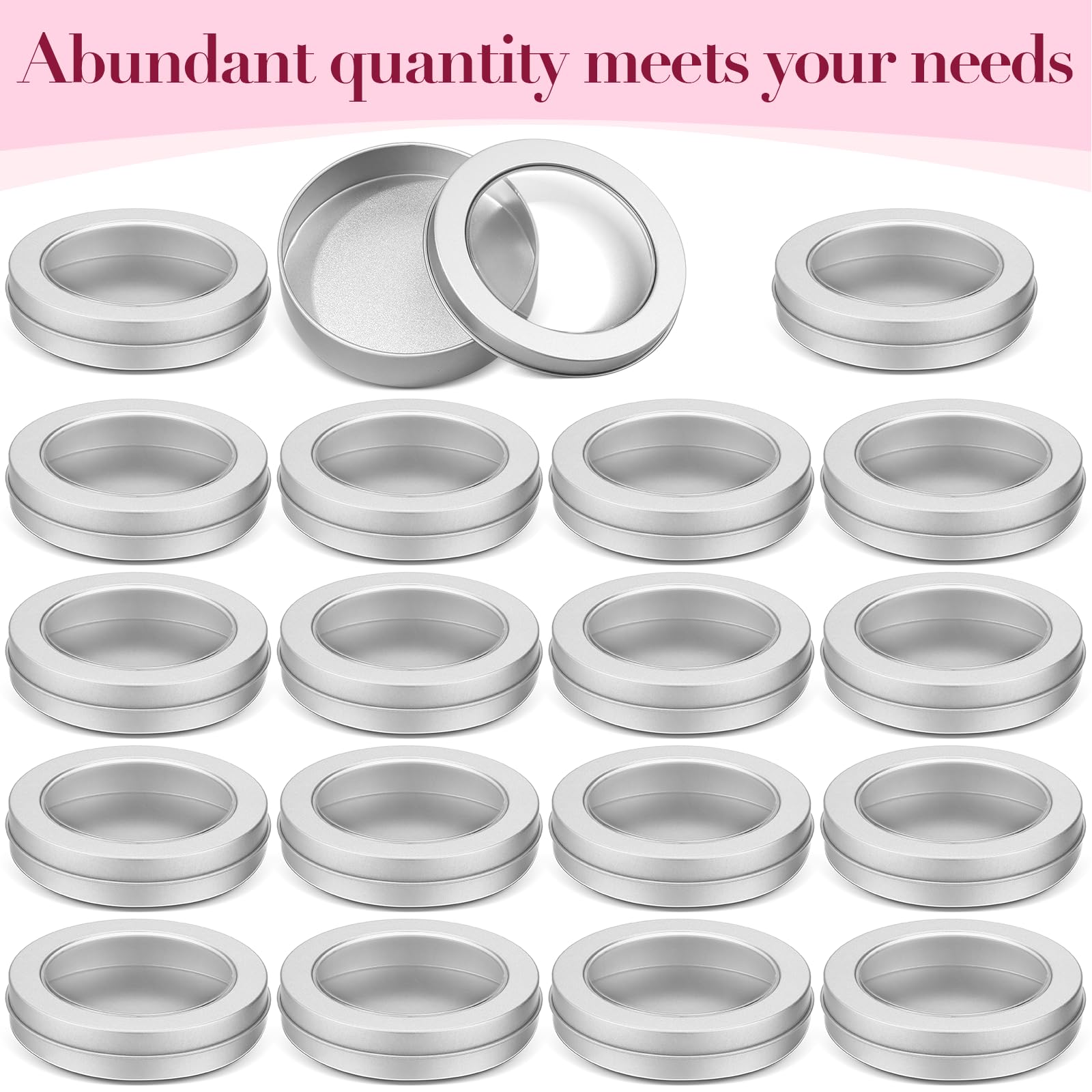 TecUnite 100 Pcs 4 oz Metal Tin Cans Small Round Tin Container Cans with Clear Lid Spice for Kitchen Office Home Candle Storage Cosmetic Sample Travel Salve Cream