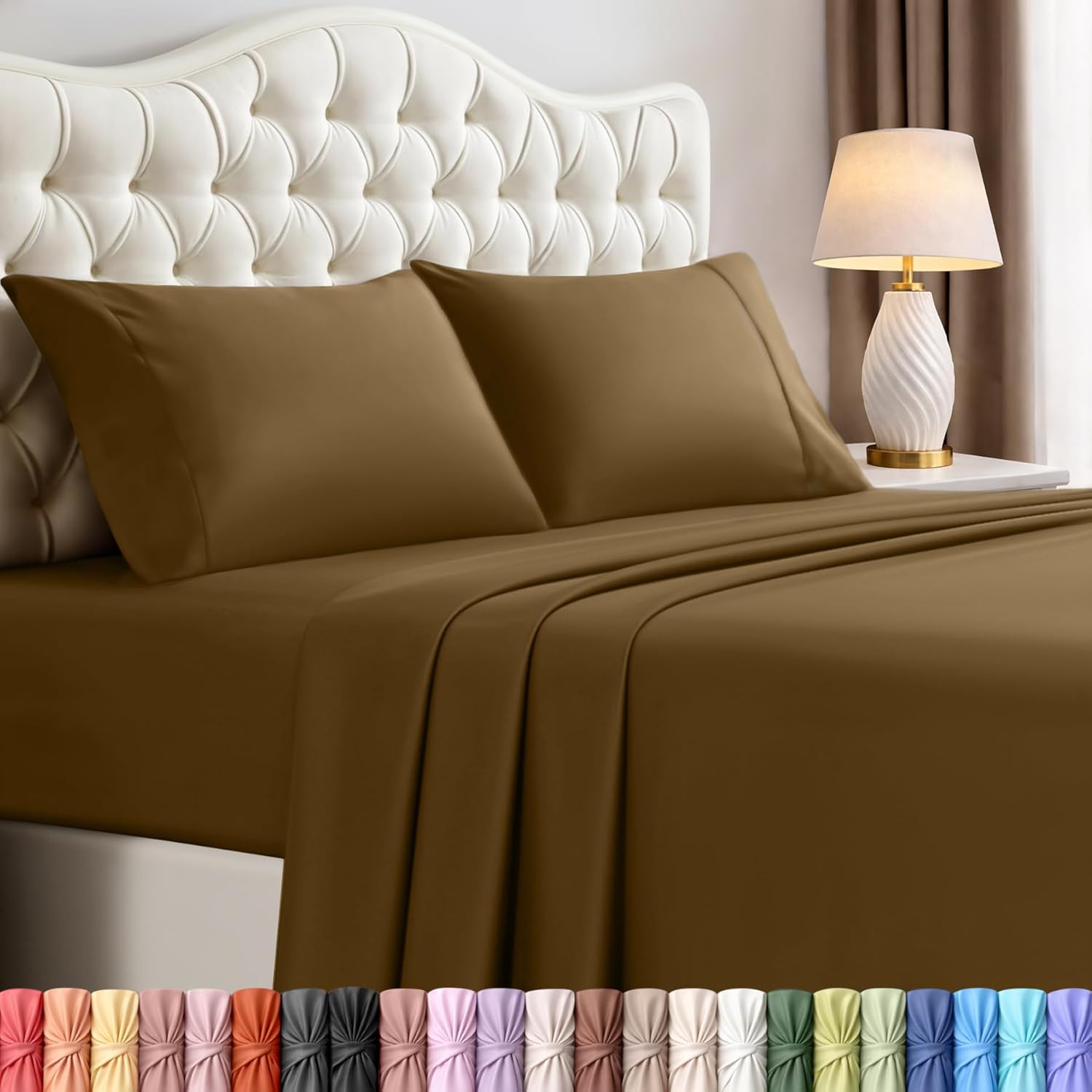 Utopia Bedding Full Size Sheet Set - Soft & Breathable 4-Piece Microfiber Bed Sheets | Oeko-Tex Certified (Mocha)