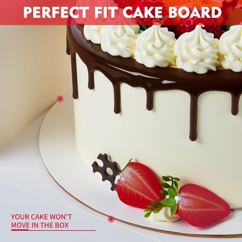Vorfre 3 Pack Cake Boxes, 10x10x5 Inches Cake Boxes with Boards, White Square Bakery Boxes with Window, Disposable Cake Containers with Lids for Pastry Pie Cookies Chocolates Wedding Birthday Party