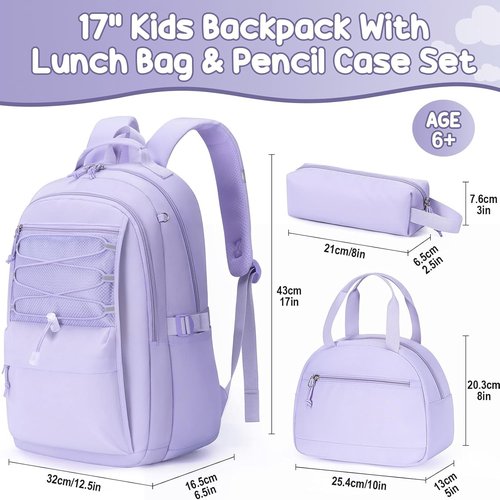 Fimibuke Kids Backpack - 3-Piece Waterproof Set with Lunch Box & Pencil Case | Lightweight Bookbag for School