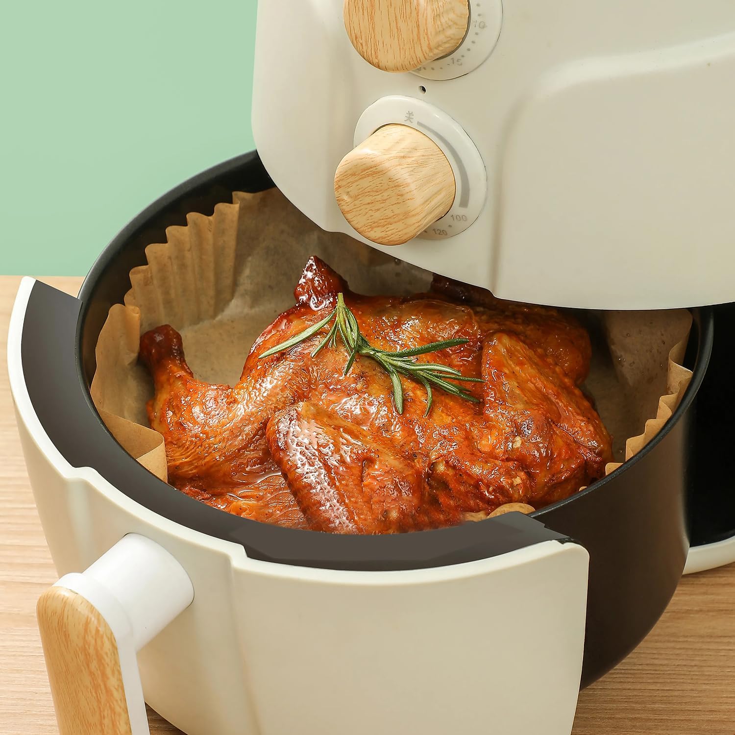 Air Fryer Liners - 100 Pcs Non-Stick Parchment Paper for 6.3-Inch Round Air Fryers | Food Grade Accessories