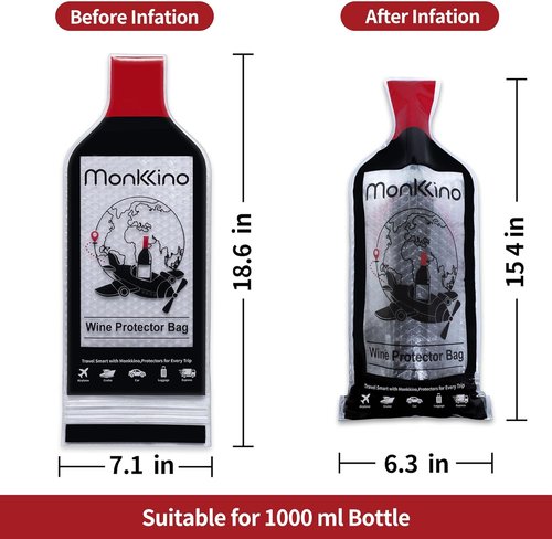 (All-Around Protection) 9 PACK Reusable Wine Bottle Travel Protector Bags, Leakproof Wine Sleeves for Suitcase, Airplane, Safe and Durable Bubble Wrap