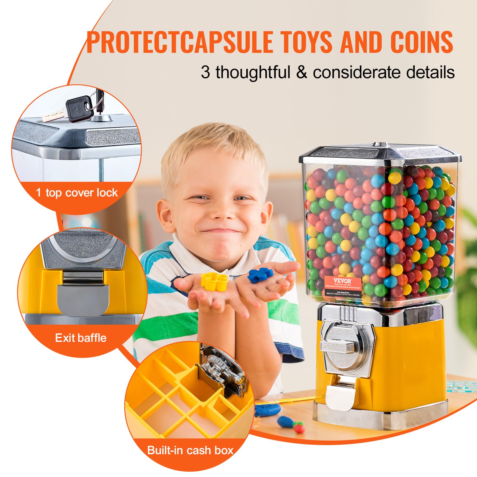 VEVOR Vending Machine, Classic Gumball Bank, Huge Load Capacity Candy Gumball Machine, Mini Vending Machines, Gumball Dispenser Machine for Kids, Perfect for