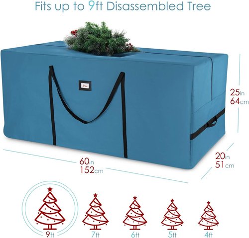 Hearth & Harbor 9 Ft Rolling Christmas Tree Storage Bag - Durable Design with Wheels & Dual Zipper