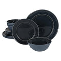 Martha Stewart Portillo 12 Piece Reactive Stoneware Dinnerware Set - Blue