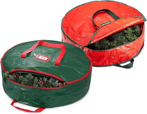 Christmas Wreath Storage Bag | 24 Inch - 2 Pack with Dual Zipper & Handles for Easy Organization