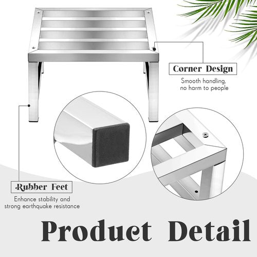 MorningRo 2 Pack Dunnage Rack 13.8" Long x 13.8" Wide, 7.9" Height Stainless Steel Dunnage Rack 1000+ Pound Capacity Storage Commercial Food Service Storage in Restaurant Kitchens Shop