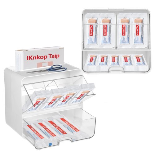 YEXEXINM Bandages Storage Organizer for Wall Large Bandage Organizer with Lid 3-Compartment Plastic Bandaid Storage Container for Home Medicine Cabinet, Elastic Bandage Wrap, Cotton Swab