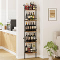 Heakrit 5-Tier Wine Rack Wall Mounted, Wine Racks Freestanding Floor with Fences, 50 Bottles Wine Bottle Holder Liquor Cabinet Bar Shelves for Home, Kitchen, Dining Room (Brown)