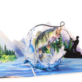 Pop Up Birthday Card Fishing, 3D Bass Fishing Popup Card For Husband, Dad, Men, Husband, Son, Brother, Grandpa, Fisherman Gift; All-Occasion Father's Day, Birthday, Outdoor, Thank You, Retirement
