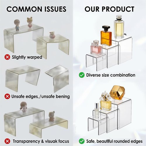 Fixwal 2 Set Acrylic Display Risers Cupcake Stands Clear Dessert Table Display Set, Display Shelf for Funko POP Figures-3"x4"x5"