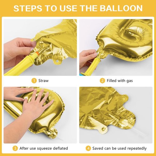 Gold Happy Birthday Balloons Banner - 16-Inch Mylar Foil Letters | Reusable Party Decor for All Ages