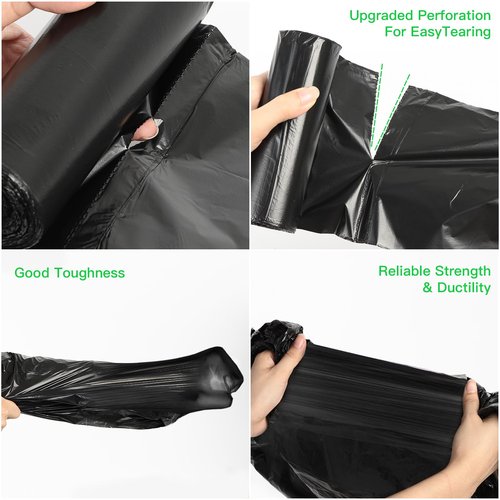 4 Gallon Small Bathroom Black Trash-Bags - Compostable Mini Garbage Bags 100 Count Biodegradable Little Waste Basket Kitchen Office Car Unscented Tiny Liners Strong Thick Inwaysin