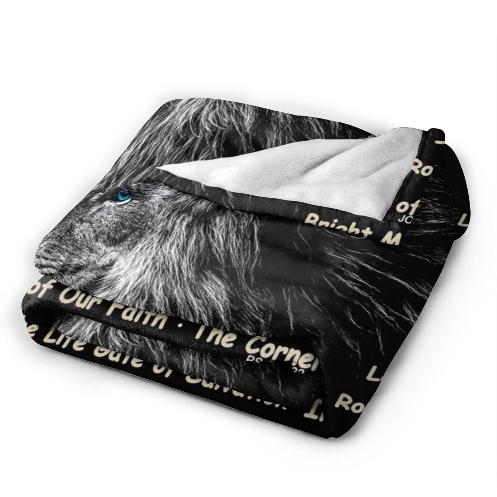 Bible Verse Blanket Christian Gifts (50x40inch)- Religious Throw Blanket Soft Lightweight Cozy Plush Warm Lion Blankets for Women Men