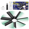 Orbecco 28in Socket Fan Light, 4000LM Ceiling Fans with Lights and Remote, 3000K-6500K 3 Colors 6 Speeds Socket Fan E26/E27 Base, Screw in Ceiling Fans for Living Room, Kitchen, Black
