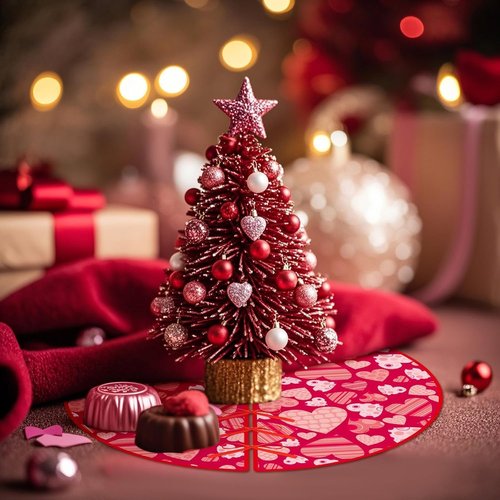 36 Inch Valentine/St Patricks Day Tree Skirt Valentine St Patricks Day Reversible Double Sided Print Mat for Holiday Party Indoor Outdoor Christmas Valentine St Patricks Day Tree Mat Decoration