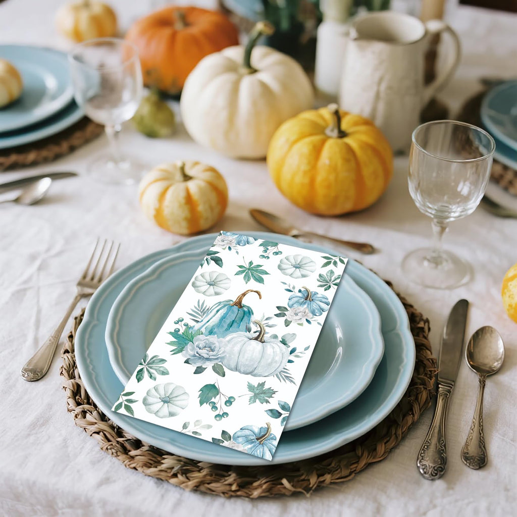 SMUAENSS 100 PCS Thanksgiving Napkin Disposable, Fall Paper Floral Guest Napkins, 3 Ply Boho Napkins Lunch Dinner kitchen Hand Napkin for Autumn Harvest Wedding Birthday Supplies