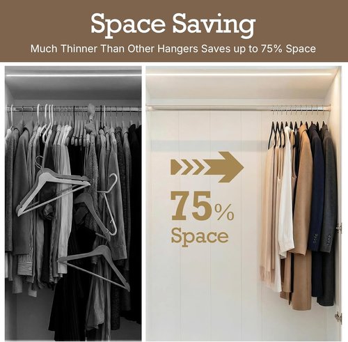 HOUSE DAY Black Velvet Hangers - 40 Pack Non-Slip Heavy Duty Felt Hangers | Premium Slim Space-Saving Design