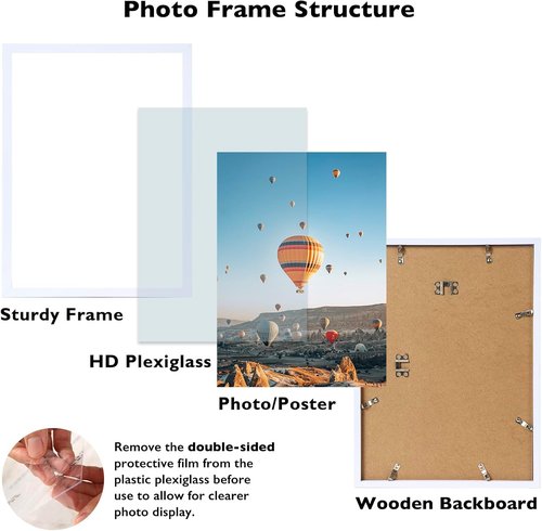 JCJMY 14x16 Picture Frame - White Wall Gallery Frame for Horizontal & Vertical Photos
