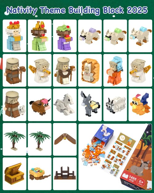 Nativity Advent Calendar 2025 Building Blocks 24-Days Fun Toy for Boys Girls, Christmas Countdown Calendar Gifts for Kids Teen Adults Christian Scene Advent Bricks Individual Packaging(6+)
